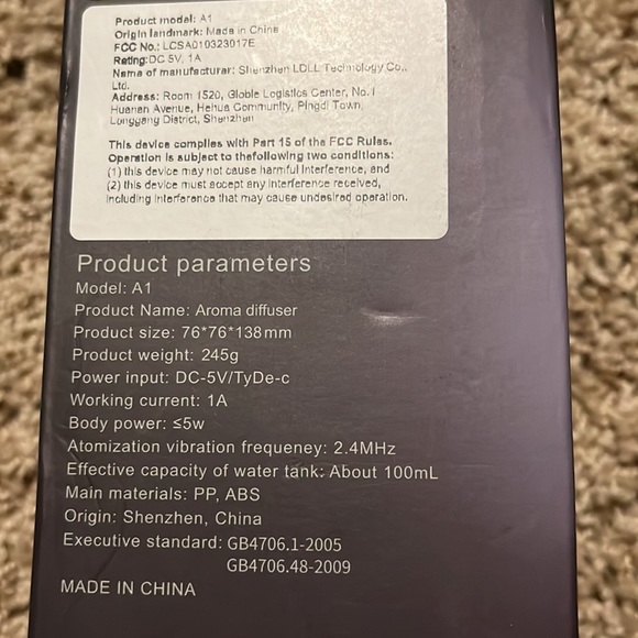 Black Aroma Diffuser/Humidifier - Picture 3 of 3